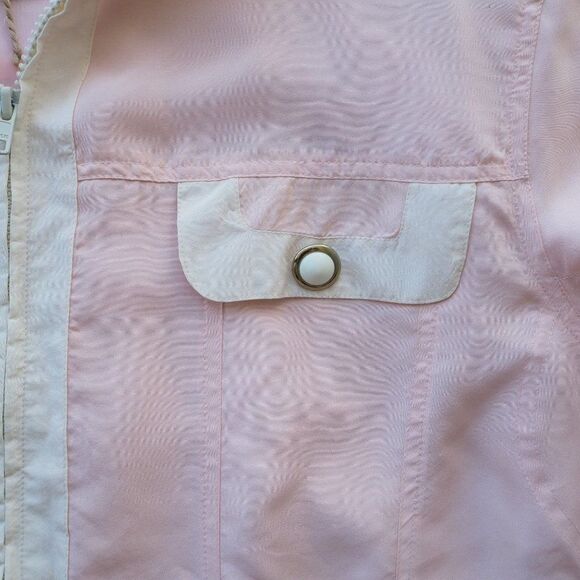 Hunt Club Vintage 80s 90s Silk Full Zip Jacket Pale Pink / Cream Women's M - Picture 8 of 8